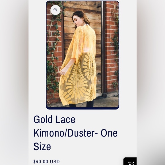 Klasiks yellow gold embroidery duster kimono! Boho, beach one size - Picture 7 of 16